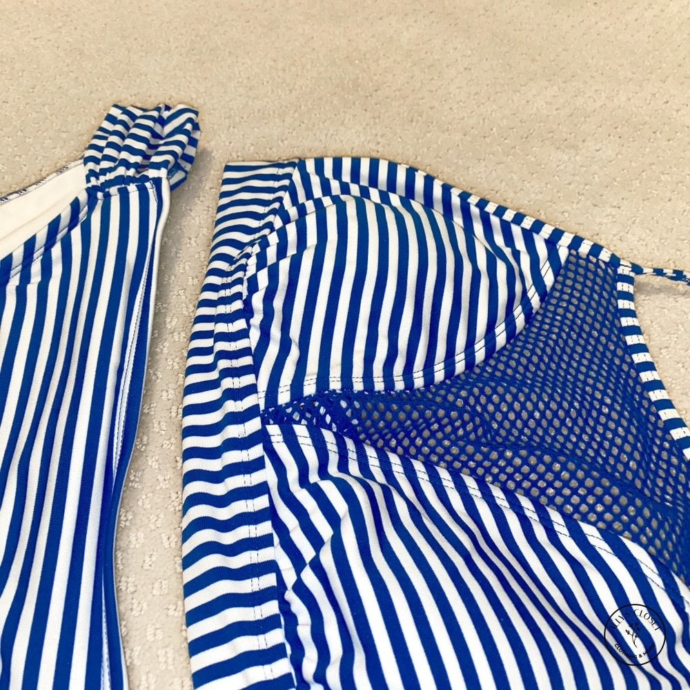 Mossimo Blue Striped Mesh Halter Bikini Set - Picture 3 of 6